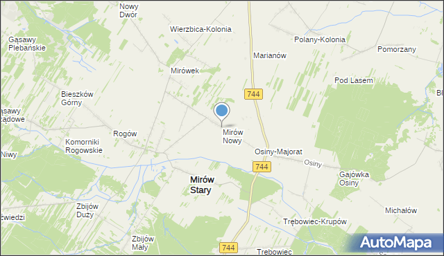 mapa Mirów Nowy, Mirów Nowy na mapie Targeo